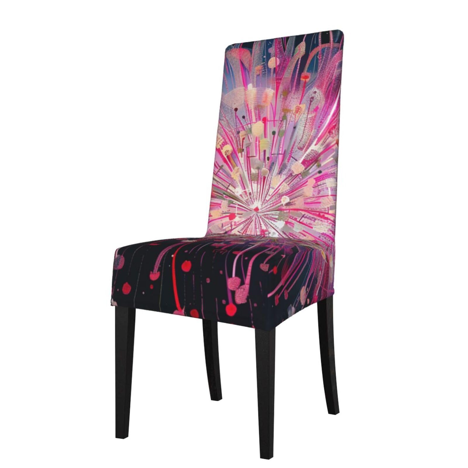 WPKJU Fireworks Art Print Dining Chair Covers Removable Chair Seat Covers Decorative for Kitchen & Bar Stools