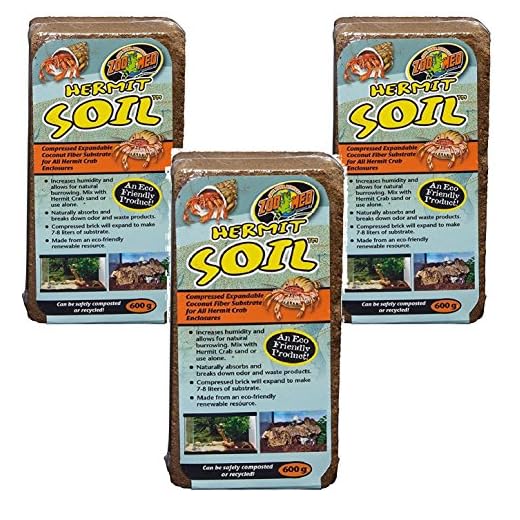 (3 Pack) Zoo Med Hermit Soil Coconut Fiber Brick 600g Each
