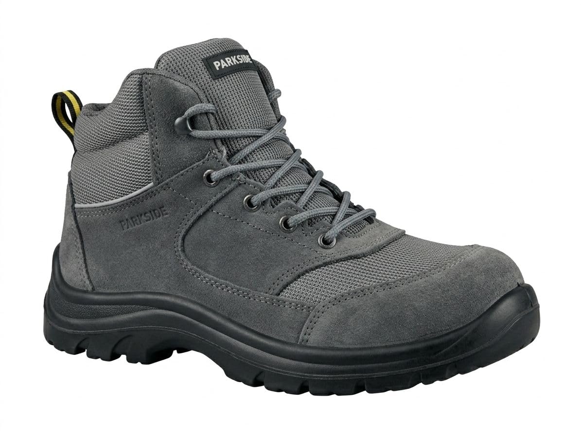 Men's Black Safety Shoes, Lightweight Breathable Work Footwear with PU Sole, Lace-Up Style-image-21