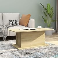Vista 1 de Mesa de centro industrial, mesa de centro elevada de madera maciza adecuada para sala de estar, oficina, balcón, estudio Sonoma Oak 40.2 x 21.9 x