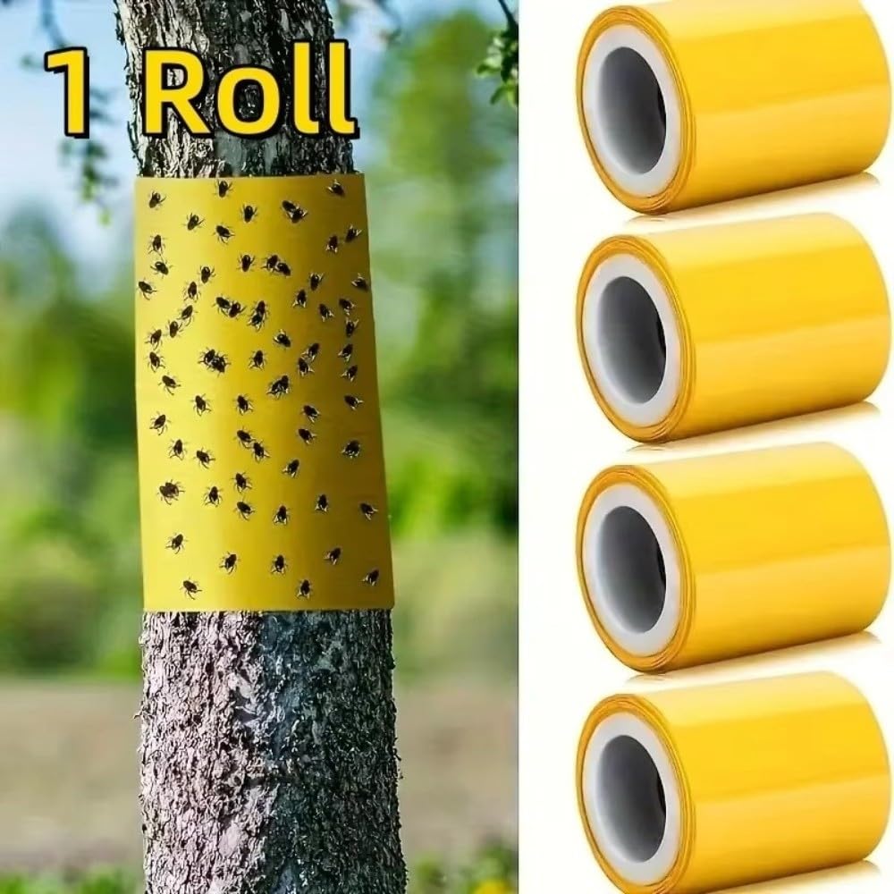 Trees - Cinta adhesiva de doble cara para árboles contra orugas, hormigas y polillas de invierno, trampa para insectos sin pesticidas para jardín (10 cm x 10 m, amarillo)