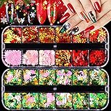 🎄 【Material de seguridad】 Garantía de calidad y las lentejuelas de uñas navideñas hechas de pigmento de alta intensidad y brillo holográfico, respetuoso con el medio ambiente, no tóxico, inodoro y no contaminante. Se pueden usar en las uñas o en cualquier lugar sin ningún olor picante.