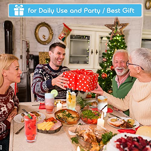 Uhapeer 12Oz Ribbed Drinking Glasses With Bamboo Lids And Straws Set Of 4, Ribbed Glassware Ribbed Glass Cups Vintage Glassware, Iced Coffee Glasses, Ribbed Wine Glasses For Cocktail, Juice, Smoothie #TOP6