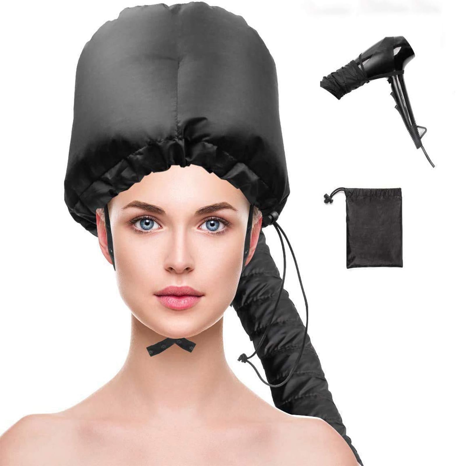 Bonnet for Curly Hair, Hair Bonnet for Styling and Drying, Diffuser for Curly Hair Attachment with Bring a Black Bag Lightweight and Portable(10 * 10in)