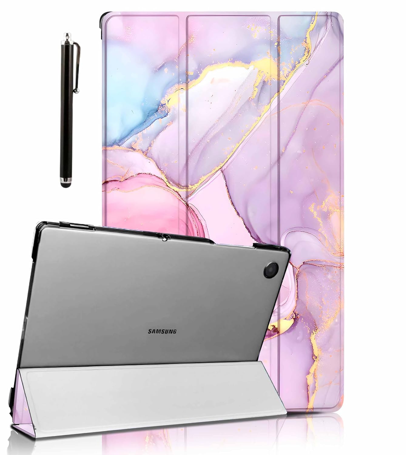 ProElite Cover for Samsung Galaxy Tab A9 Plus 11 inch Case Cover, Smart Flip Case Cover for Samsung Galaxy Tab A9+ 11 inch Translucent Back with Stylus Pen, Marble Pink-image-42