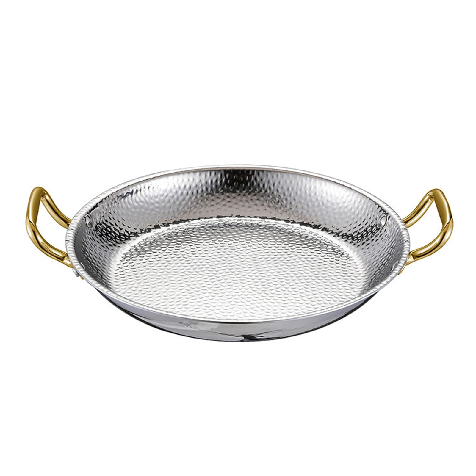 TQUXNGA Double Handle Stainless Steel Paella Pan with Hammered Finish Kitchen Cookware for Home Cooking and Parties Hammered Texture Pan