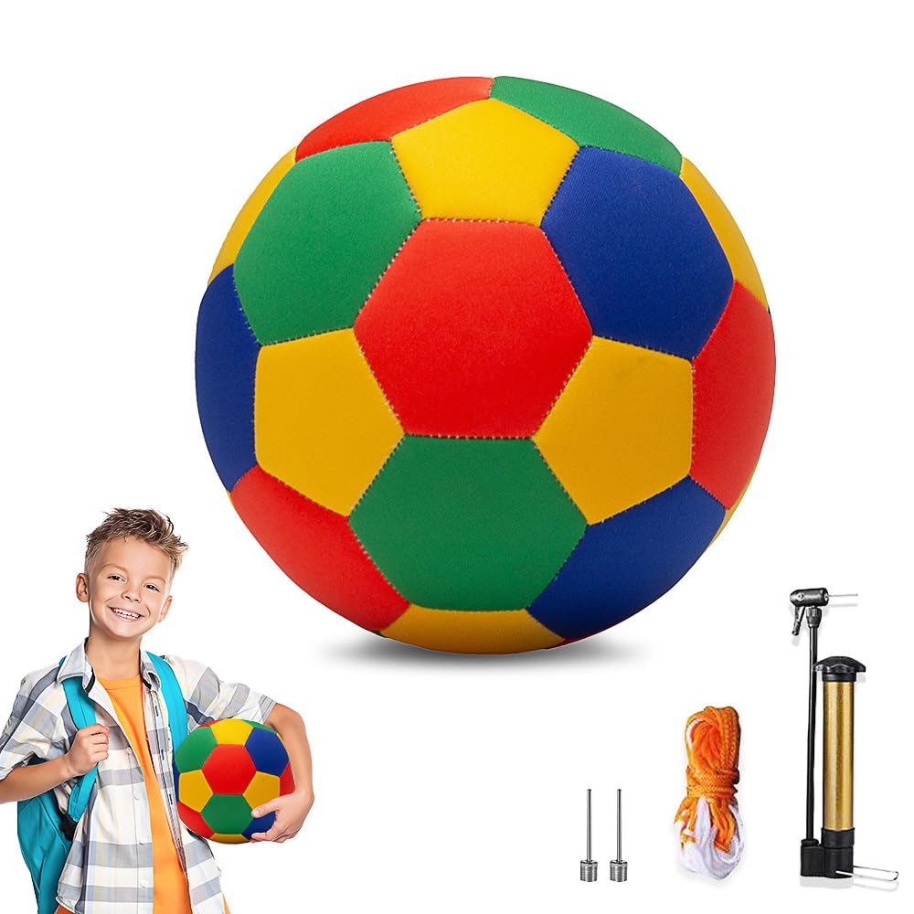 Indoor-Fußball-Trainingsball für Zuhause House, Softball Fußball Größe 4, Softball Kinder Curve Ball mit Pumpe, Netz, Nadeln, IndoorFußball für Jugendliche, Geschenk für Kinder Training Indoor
