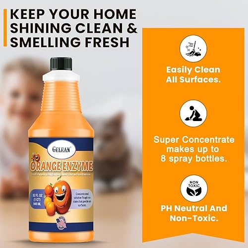 Miniatura 4 de Limpiador enzimático multiusos, súper concentrado, eliminador de manchas y olores de mascotas, enzima naranja, limpiador de suelos de olores extra