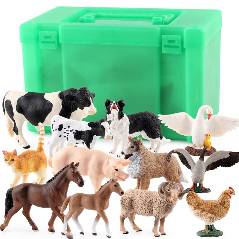 TOBOYO Farm Animal Model Toy Set mit Aufbewahrungsbox Verschiedene Ranch-Modelle (12 Stück) Kognition der Kinder… – Bild 3