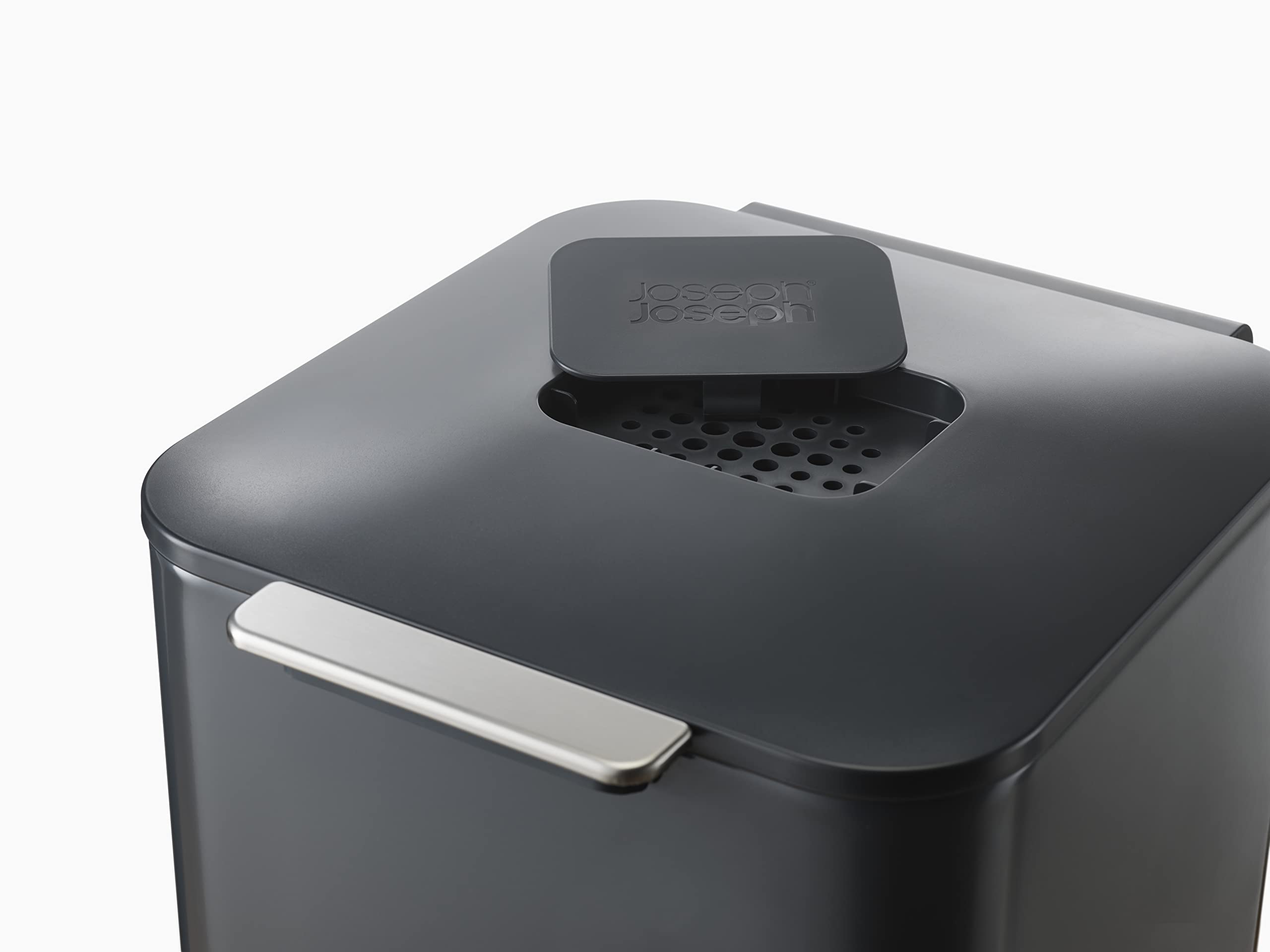 Joseph Joseph Totem Poubelle de cuisine 40L tri recyclage avec bac à compost filtre charbon actif Graphite