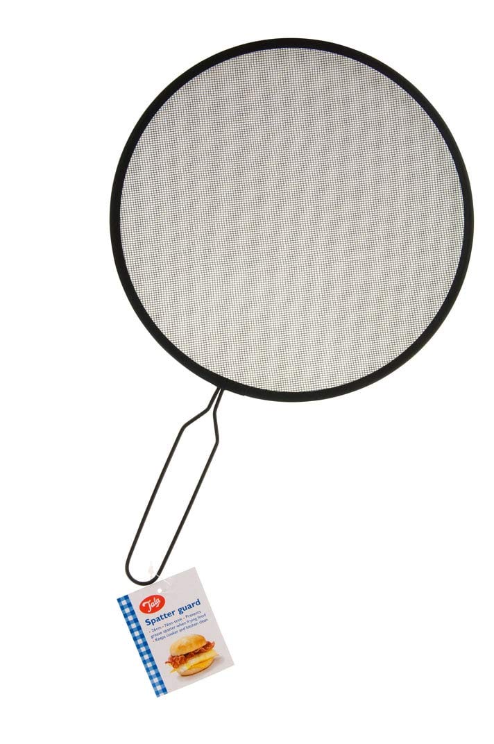 Tala Black Non-Stick Splatter Guard For Frying Pan, 26Cm Diameter With Fine Mesh Screen For Catching Oil And Food Splashes When Cooking, Food Grade Stainless Steel With Handle