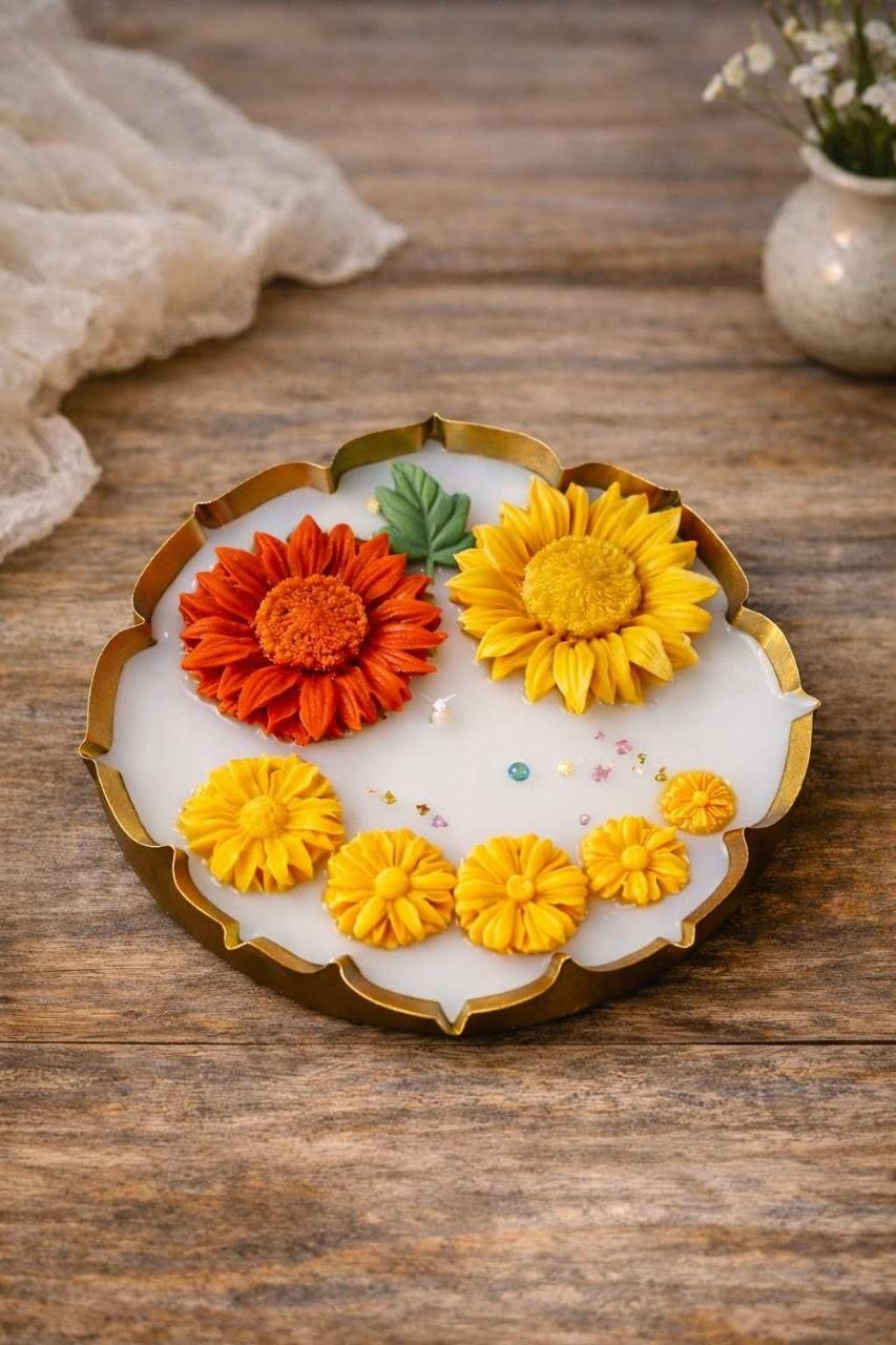 Glow Getter Urli Candle for Home Decor | Scented Soy Wax Flower Candle with Cotton Wicks | Reusable Decorative Urli Bowl | Long Burning Handmade Candle for Diwali, Gifting (Pearl Urli)-picture-16