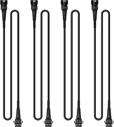 Juego de 4 cables de extensión de luces LED RGB de 47 pulgadas3.93 pies, 4 pines, tira de luces LED de neón multicolor para Jeep, camión,