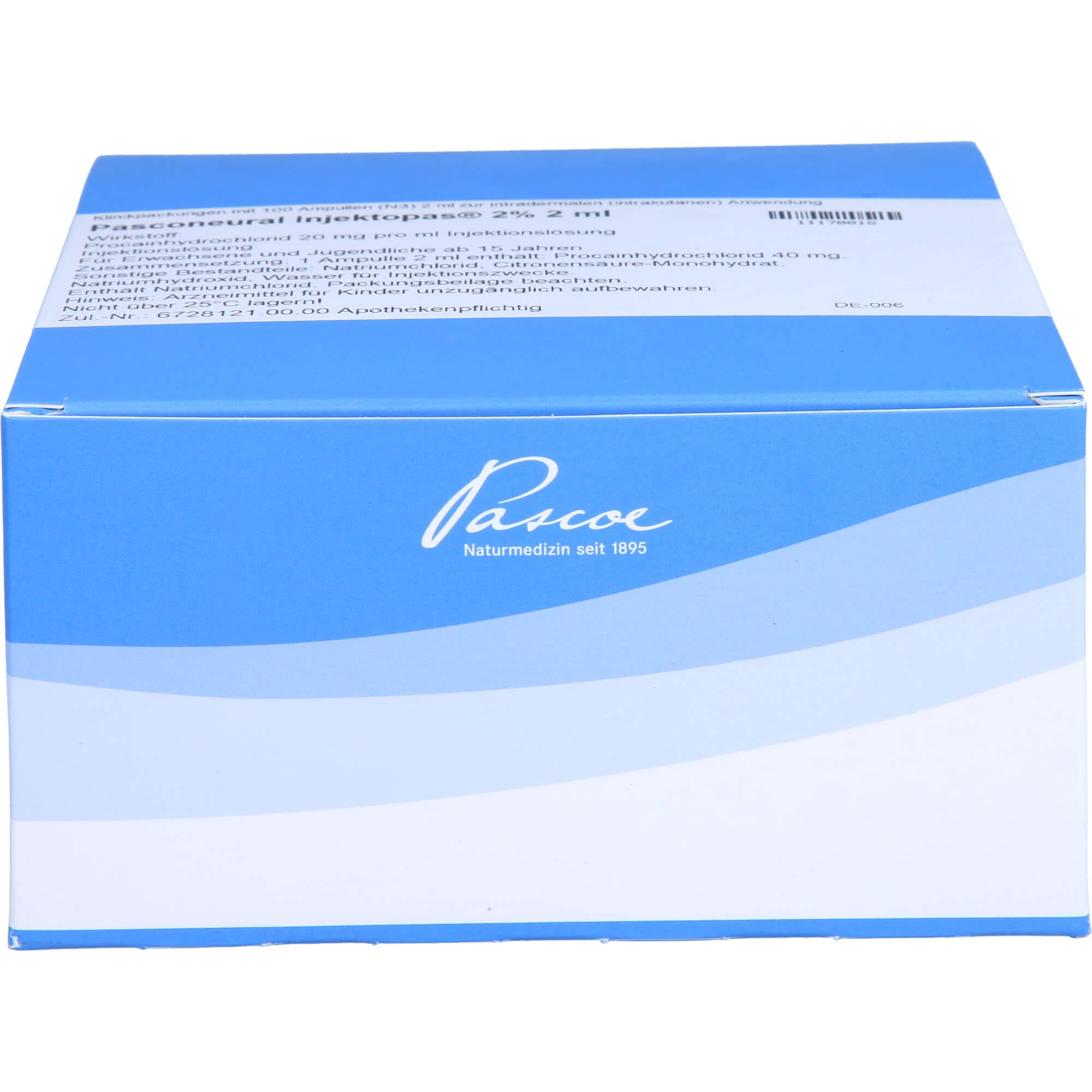 Pascoe Pasconeural Injektopas 2% 2 ml, zur Neuraltherapie, 100 Ampullen