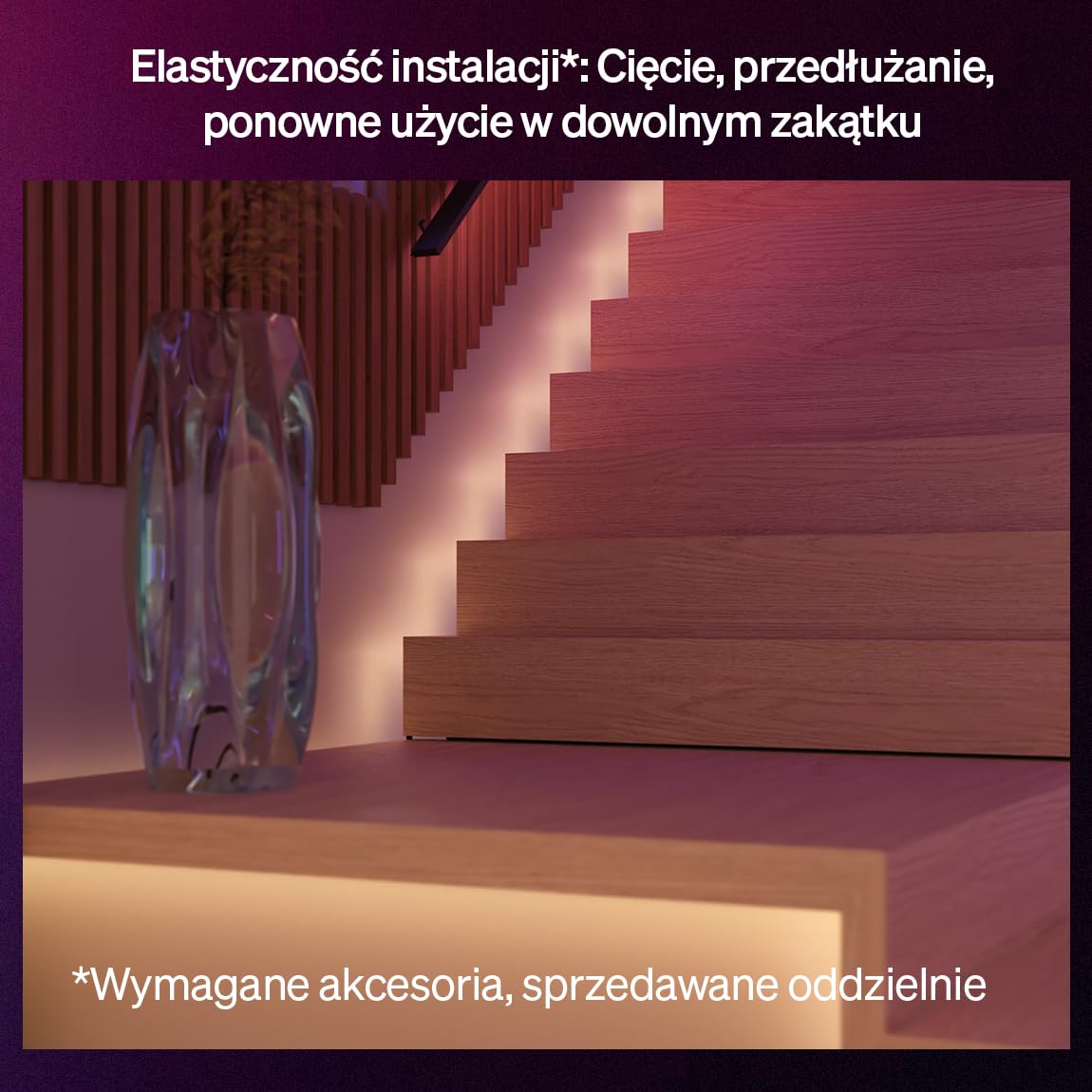 Philips Hue Flux 5 m LED, 2000 lm, żywe kolory i atmosfera, elastyczna, Chromasync™, RGBWWIC, przycinanie i przedłużanie, sterowanie aplikacją i głosem, do wnętrz.