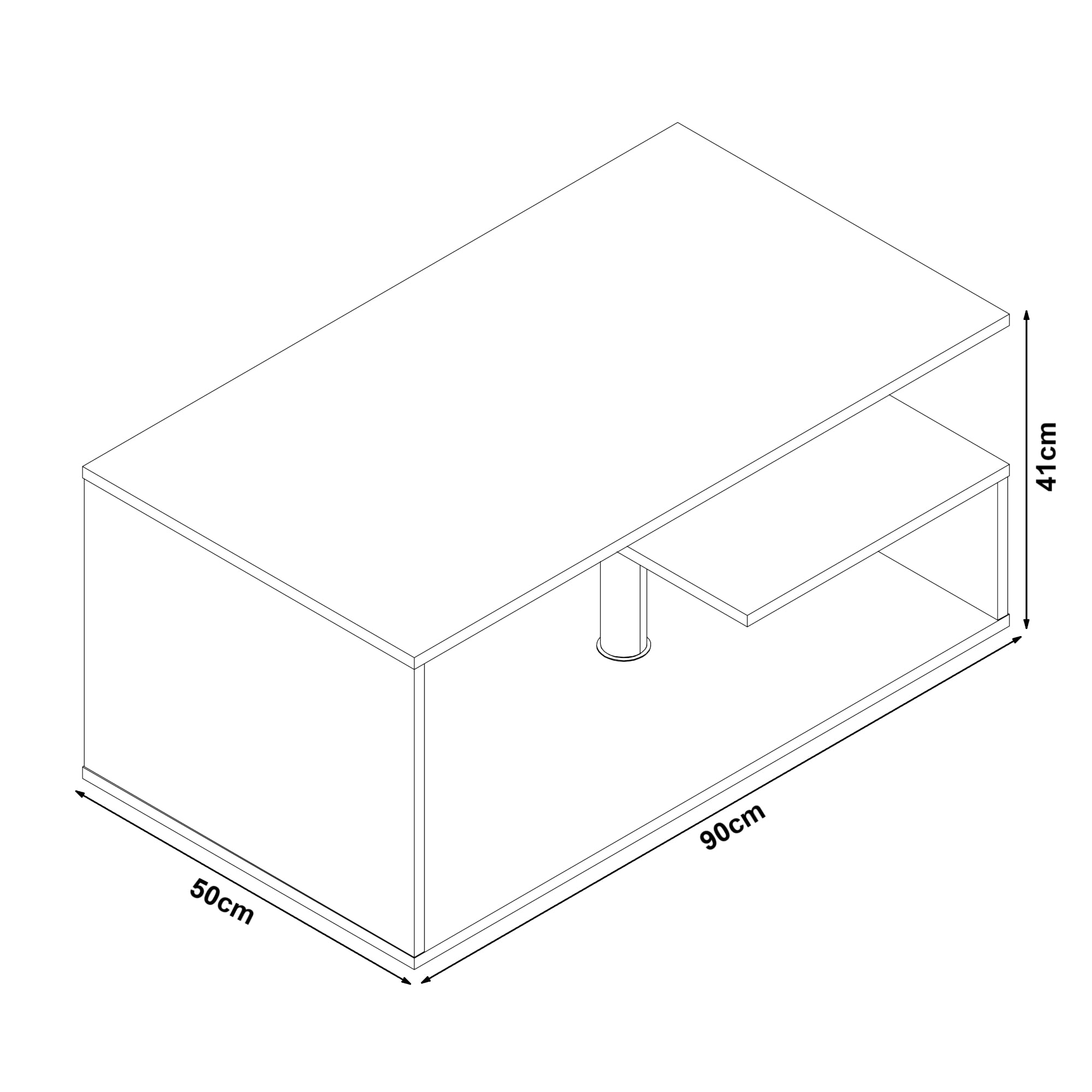 [en.casa] Table Basse de Salon Design Intemporel avec Étagère de Rangement Plateau Rectangulaire Surface de Stockage Panneau de Particules 90 x 50 x 41 cm Effet Béton Clair