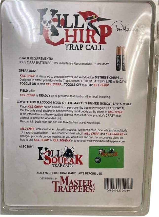 Slockmaster Kill Chirp, Digital Trap Bait Caller - Designed by Master Trappers Tim Wells & Tom Miranda