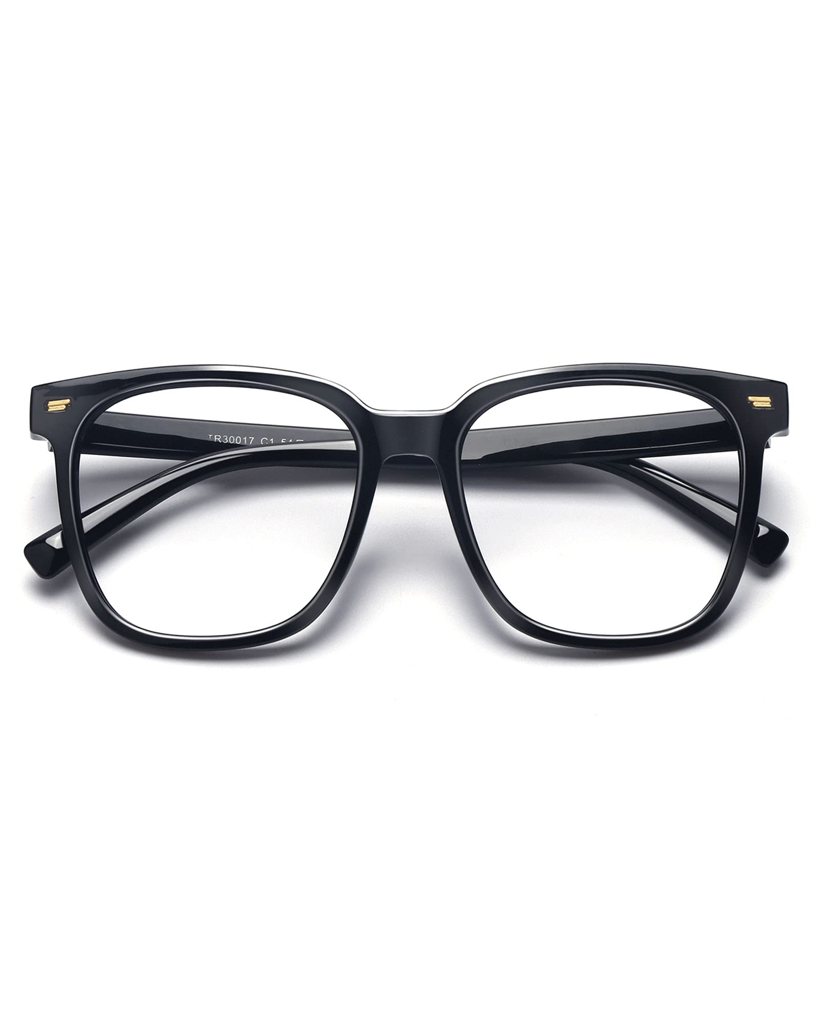 PANNER Oversized Square Blue Light Blocking Glasses for Women Men Anti Glare Reduce Eyestrain Computer Glasses, Black, 144 millimeters