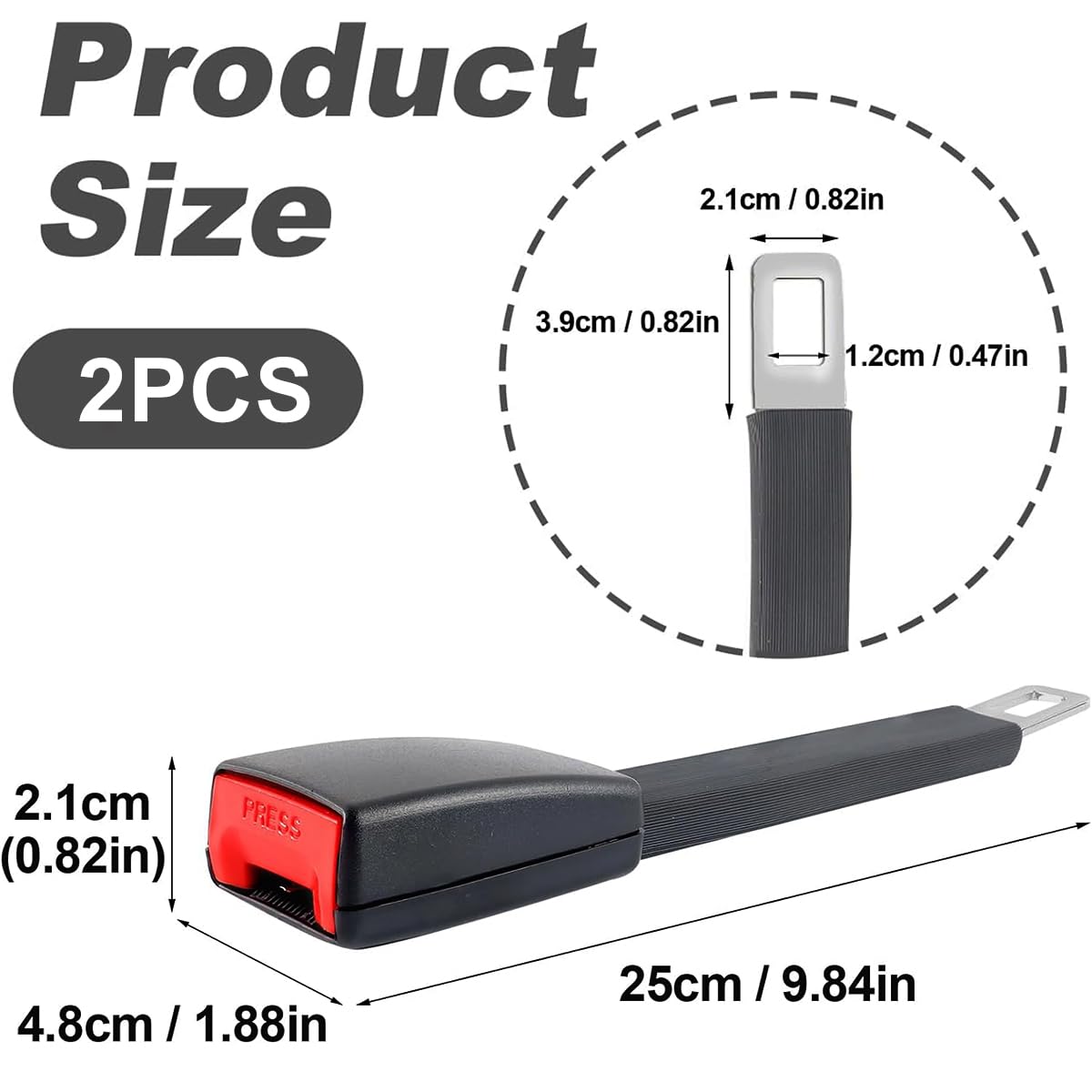 2 Pezzi Auto Accessori Ricambio, 25cm/10.24in, Auto Accessori Interni, Adatto per la Maggior Parte delle Parti Auto (Nero)