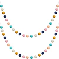 Vista 12 de WILLBOND 3 Piezas Guirnalda de Bolas de Fieltro de Lana Arcoíris Coloridos Pompones de 6.5 pies de Largo, 24 Bolas para Pascua, Mardi Gras, Aula