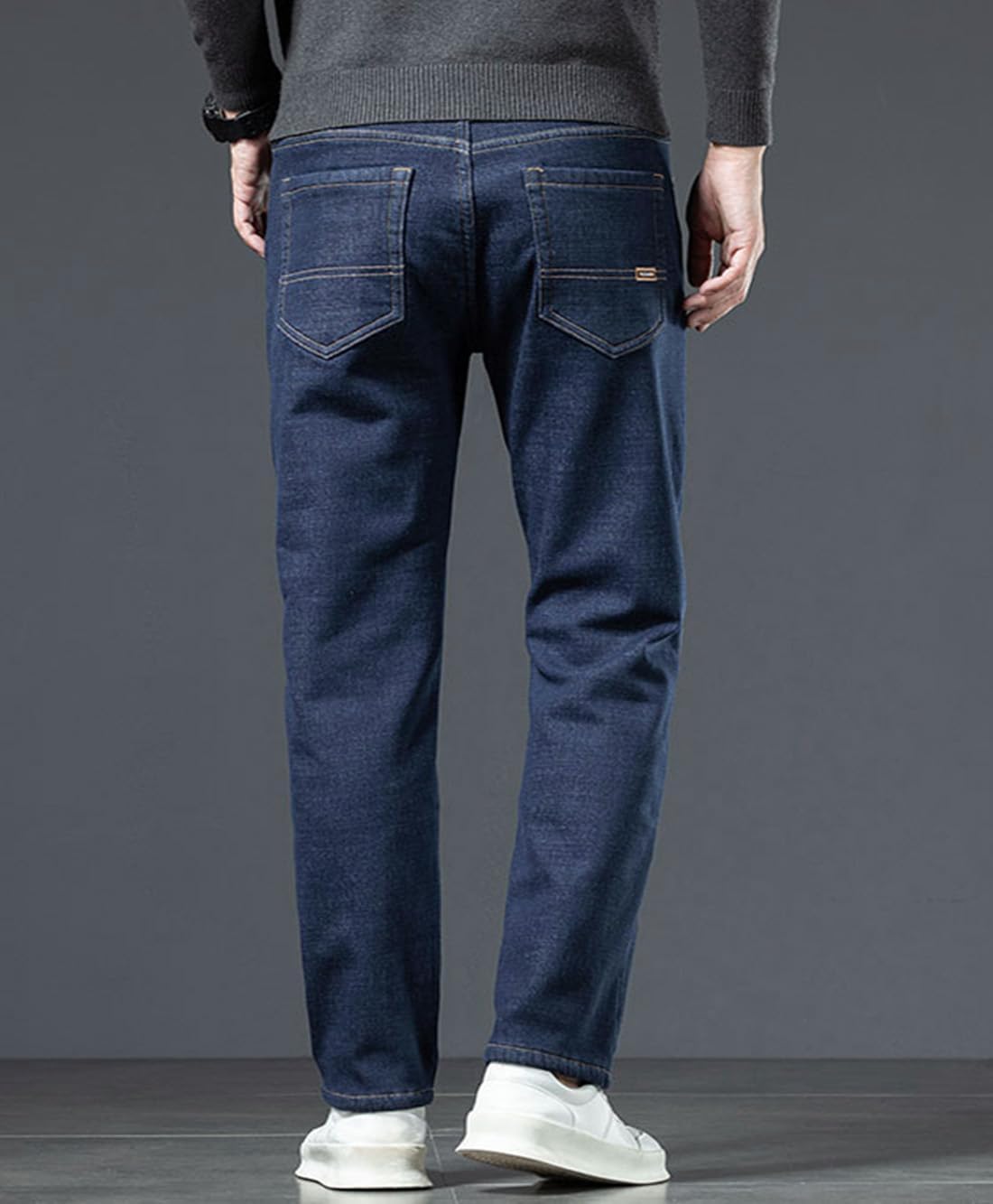 Kolongvangie Men's Jeans Pants Fleece Lined Work Casual Daily Jeans with Pockets Sizes 28-48 - Image 3