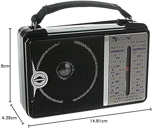 راديو جولون كهربائي صغير محمول كلاسيكي يعمل على الكهرباء والبطاريات و4 نطاقات ايه ام واف ام وSW1 وSW2 RX-606