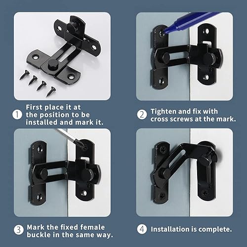 Miniatura 4 de Cerradura de puerta de granero de cerradura de puerta de 90 grados para puertas y ventanas Pestillo de puerta