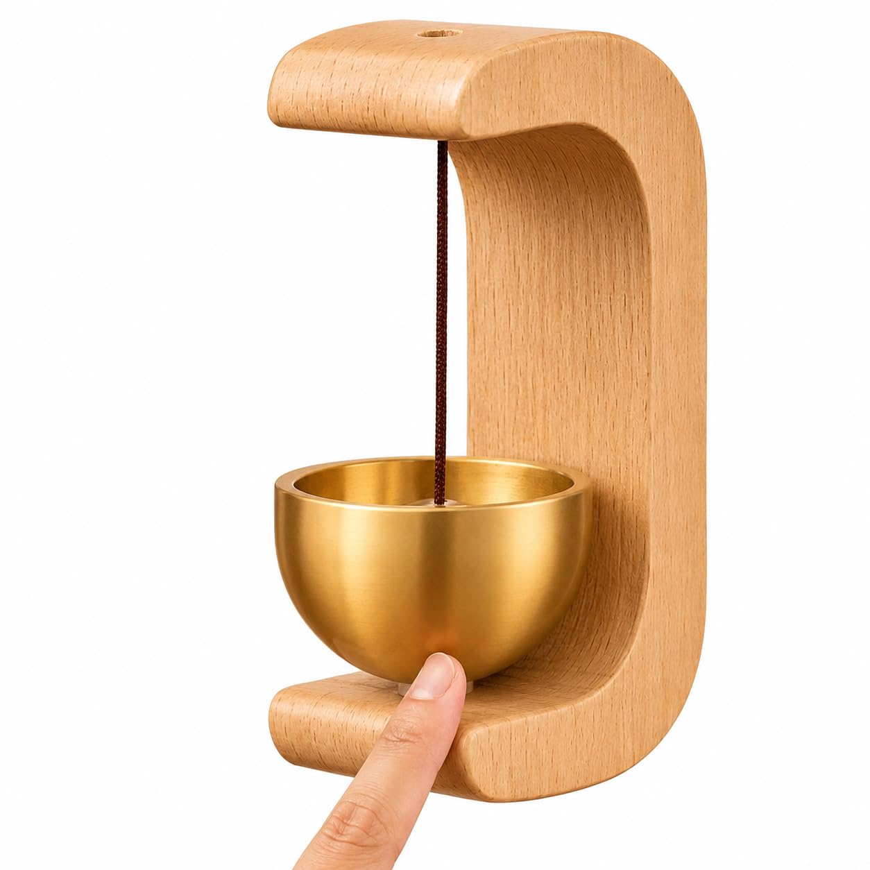 Wooden Door Bell with Brass Chime Bell Self Adhesive Wall Mounted Entryway Door Chime Natural Wood Decorative Doorbell for Home Office Shop Cafe Entrance-image-48