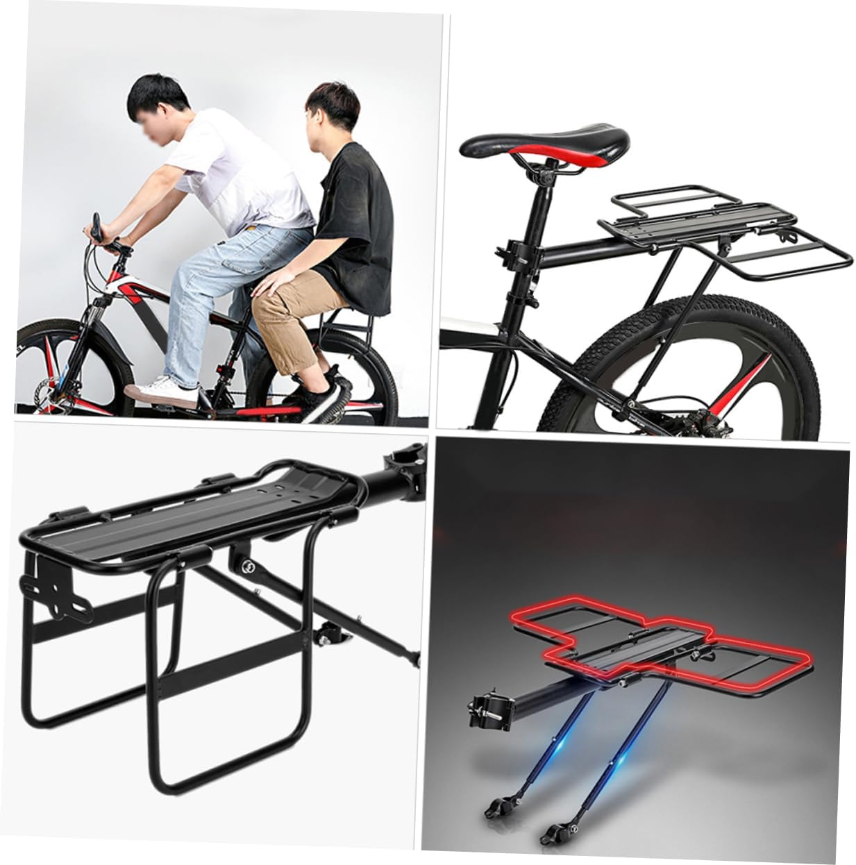 1Pc Durable Bike Cargo Rack Sturdy Rear Bike Rack Easy to Install Remove Lightweight for Mountain Bikes and Commuting