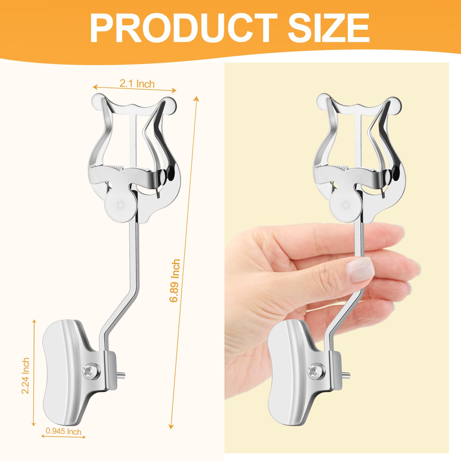 Lira de trombón, paquete de 2 soportes plateados para lira de trombón para banda de marcha, clip de trombón de 6.89 pulgadas y carpeta abatible, accesorios de instrumentos musicales generales
