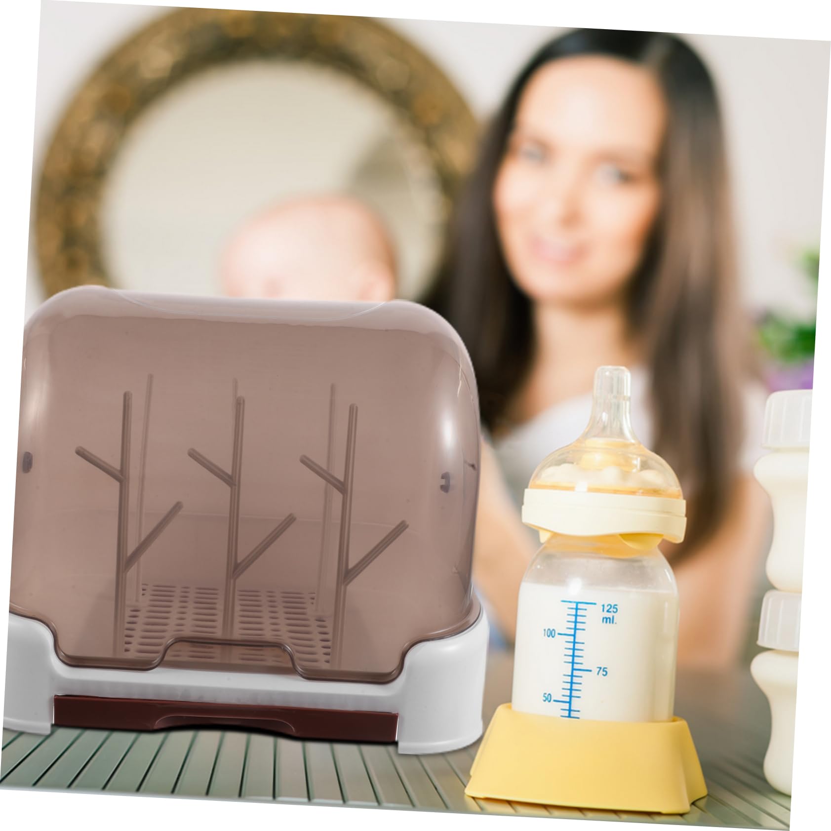 TOYANDONA Scolabiberon con Coperchio, Set 1 Pezzo, Design Compatto da Banco | Plastica, Drenaggio Rapido, per Tettarelle e Bicchieri Piccoli, Uso in Cucina