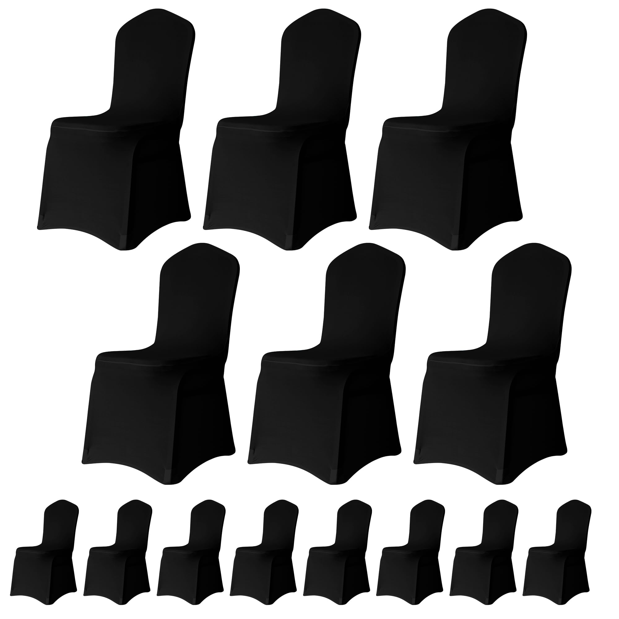 Trimming Shop Chair Cover Spandex Polyester Stretch Fabric Front Flat Dining Slipcovers Washable & Removable Wedding Chair Covers for Banquets Ceremony & Hotel Dinner (Black, Pack of 30) — image 1