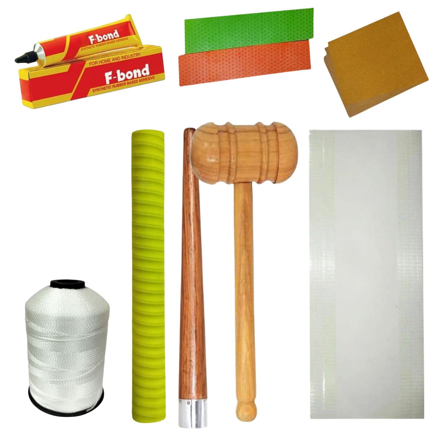 Sug Cricket Bat Repair Kit Complete Set | Bat Knocking Hammer, Grip, Anti-Scuff Sheet, F-Bond Glue, Sandpaper, Thread, Toe Guard & Grip Cone | Bat Care Accessories Kit-image-22