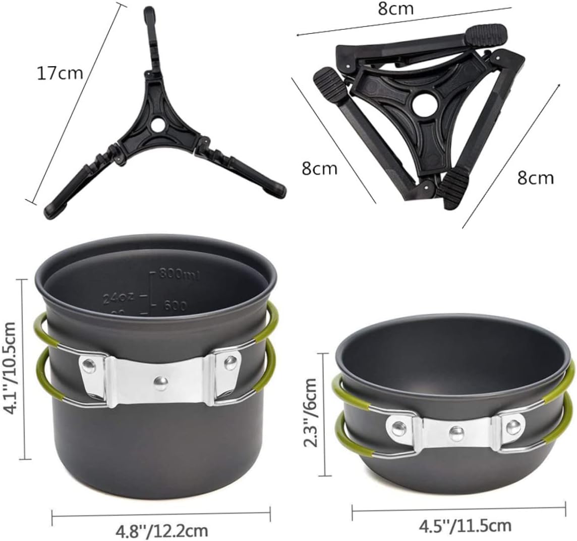 1set Portable Aluminium Alloy Cooking Pot Lightweight Outdoor Camping Cookware for People Insulated Handle Easy to Clean for Backpacking and Hiking Adventures