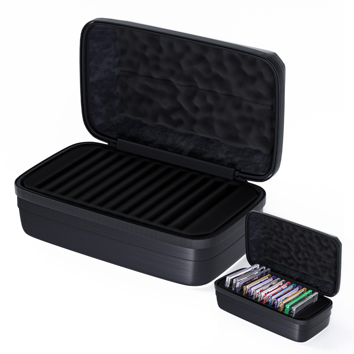 Sanseking Graded Card Carring Case, Double Zipper Graded Cards Storage Box Holding Over 20pcs Magenetic Slab Sports Card Cases With Eva Foam (With Inner Tray)