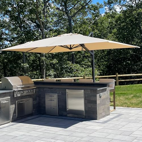 Image of PURPLE LEAF Patio Umbrella 9' X 12' Wind Resistant Outdoor Umbrella Beige