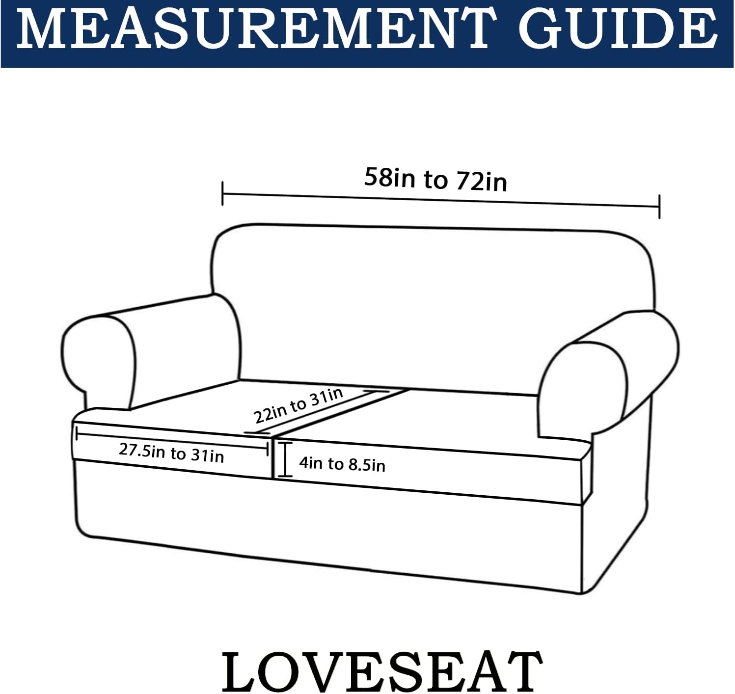 3-Piece T-Cushion Loveseat Slipcover – Stretch Sofa Cover for 2-Cushion Couches (Fits Width Up to 72") – Washable T-Shaped Seat Covers – Furniture Protector for Living Room(Nature, Loveseat)