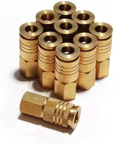 Primefit UC1414FB6-B10-P Paquete de contratista de acoplador universal hembra de latón de 6 bolas de 1/4 pulgadas, 10 piezas