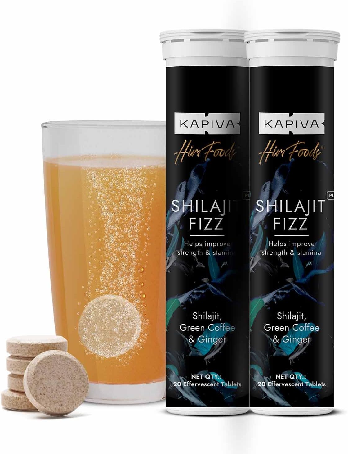 Kapiva Original Himalayan Shilajit Effervescent 20 Tablets (Pack of 2) | Boost Energy, Endurance & Stamina | Pure Shilajeet Energy Drink