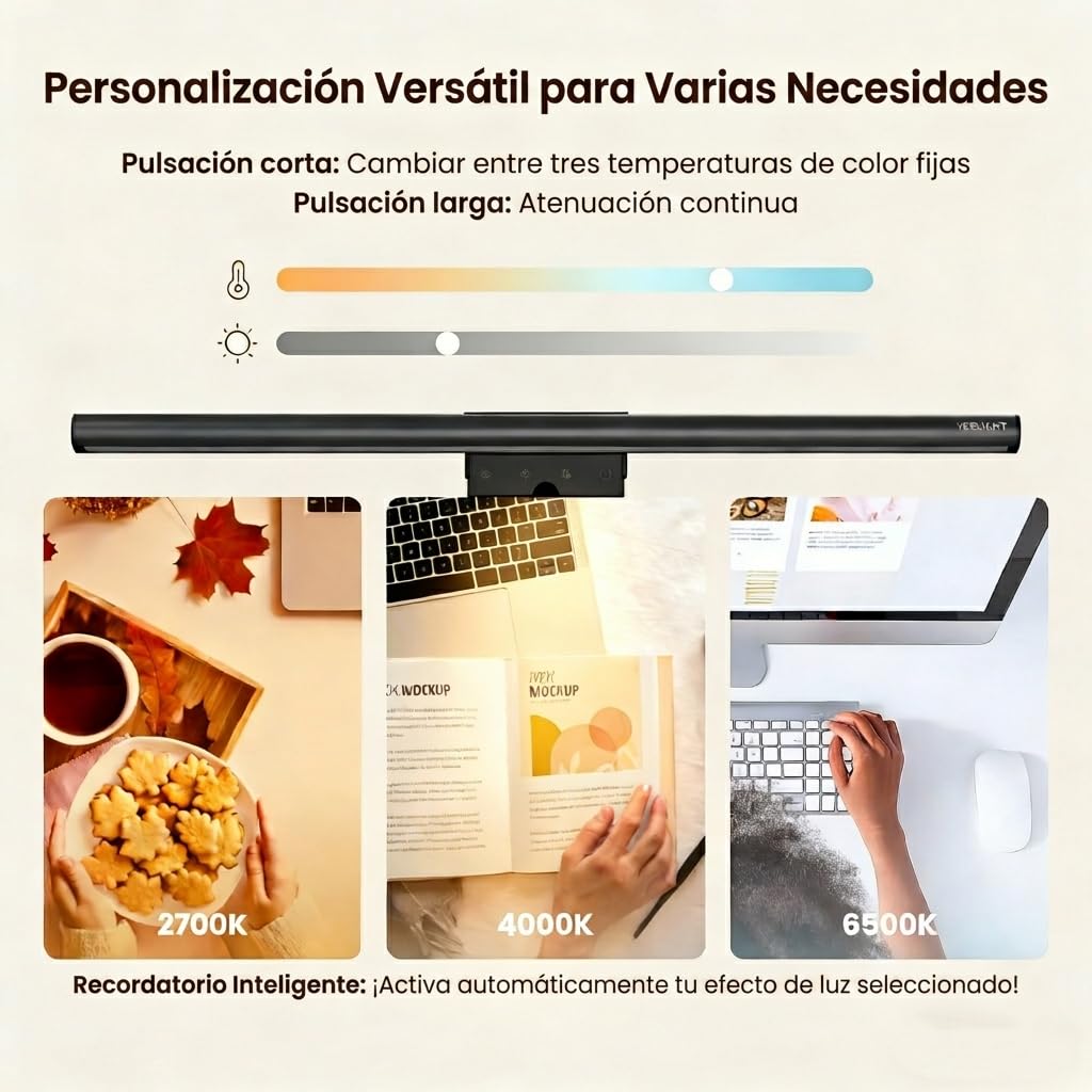 Yeelight Lámpara Monitor con Control Remoto Inalámbrico 40cm, Luz Monitor 250LM Protección Ocular, Barra de Luz LED USB para Oficina y Gaming, Monitor Light Bar Regulable, Screenbar Antireflejos