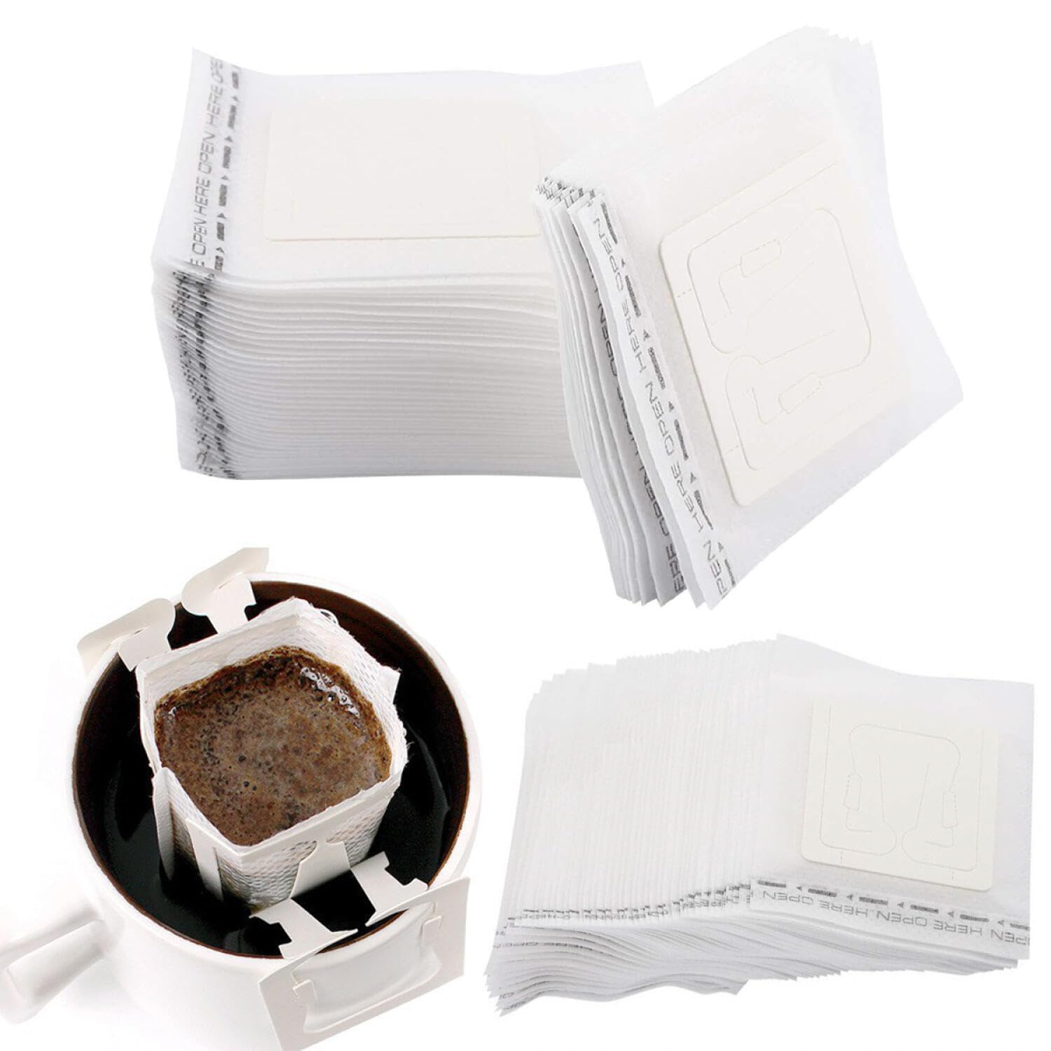 Goodern 200Pcs Portable Coffee Filter Paper Bag with Hanging Ear Design,Disposable Drip Coffee Filter Paper Bag Single Serve,Pour Over Coffee Filter Compatible with A Wide Variety of Coffee Cups
