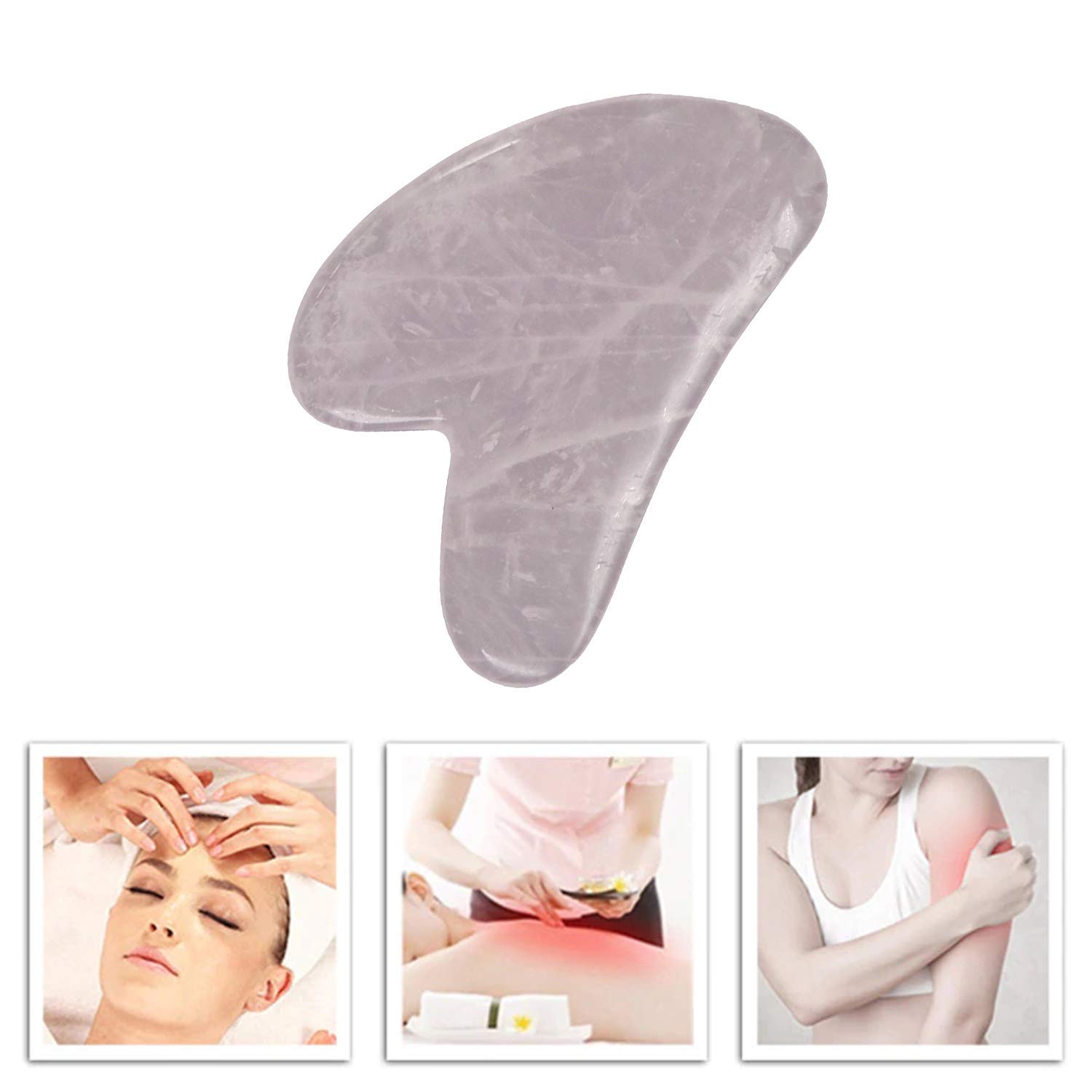 ORILEY OR-GSB-HZ-7-1 Gua Sha Scraping Massage Tool for Facial Glow, Blood Circulation, Natural Jade Stone Removes Toxins, Prevents Wrinkles, Boost Radiance of Complexion (1 Pc, Light Pink) 3
