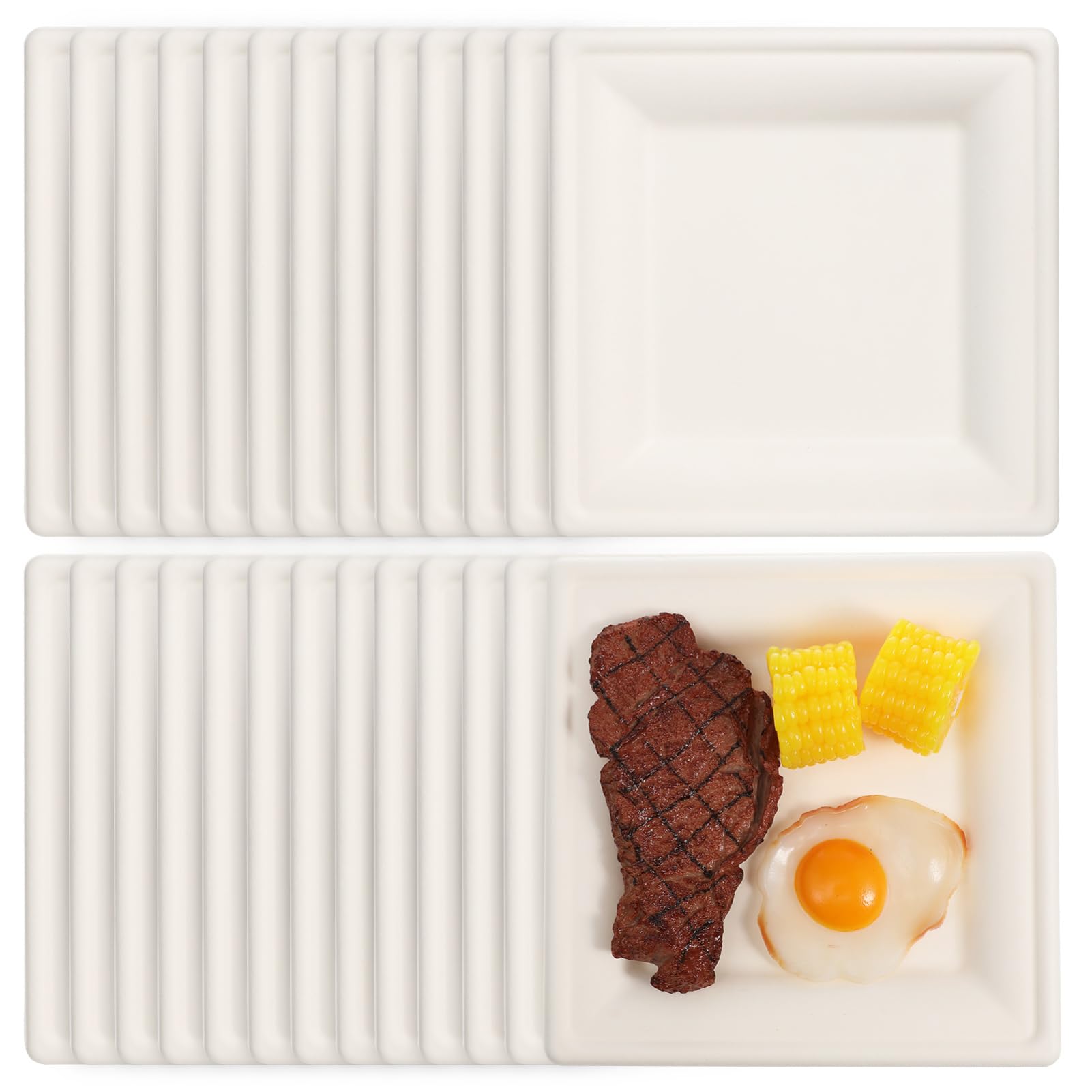 Alipis 50pezzi Piatti Usa e Getta Quadrati Biodegradabili Vassoi Resistenti Per Feste e Picnic Per Eventi e Catering