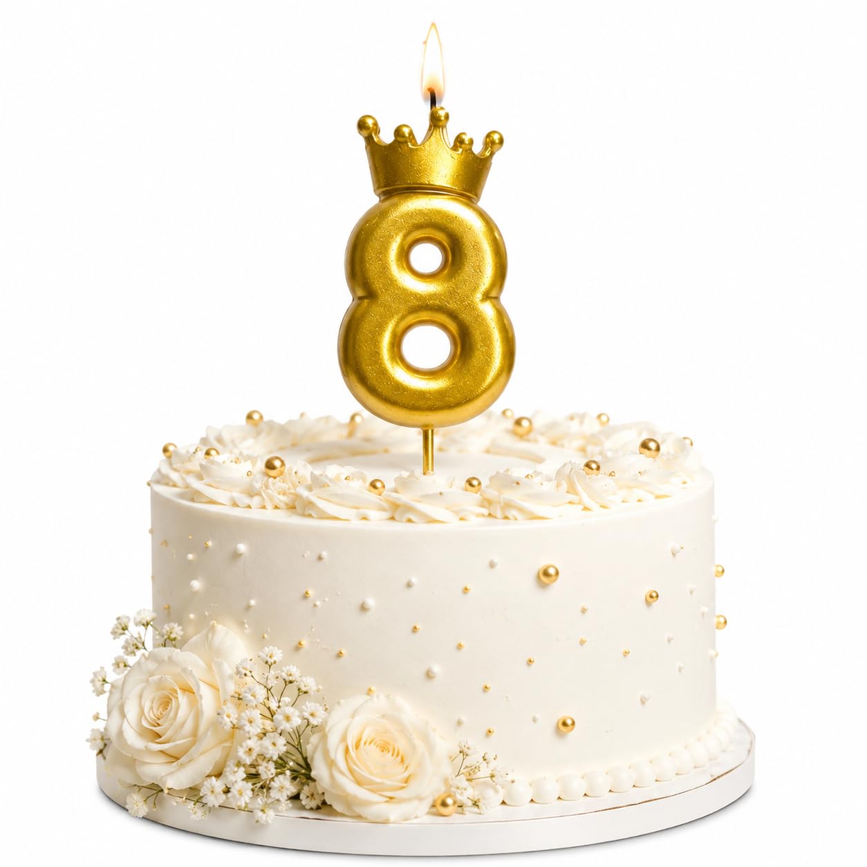 Gold Crown Birthday Candle - 3D Number 3 Cake Topper -18