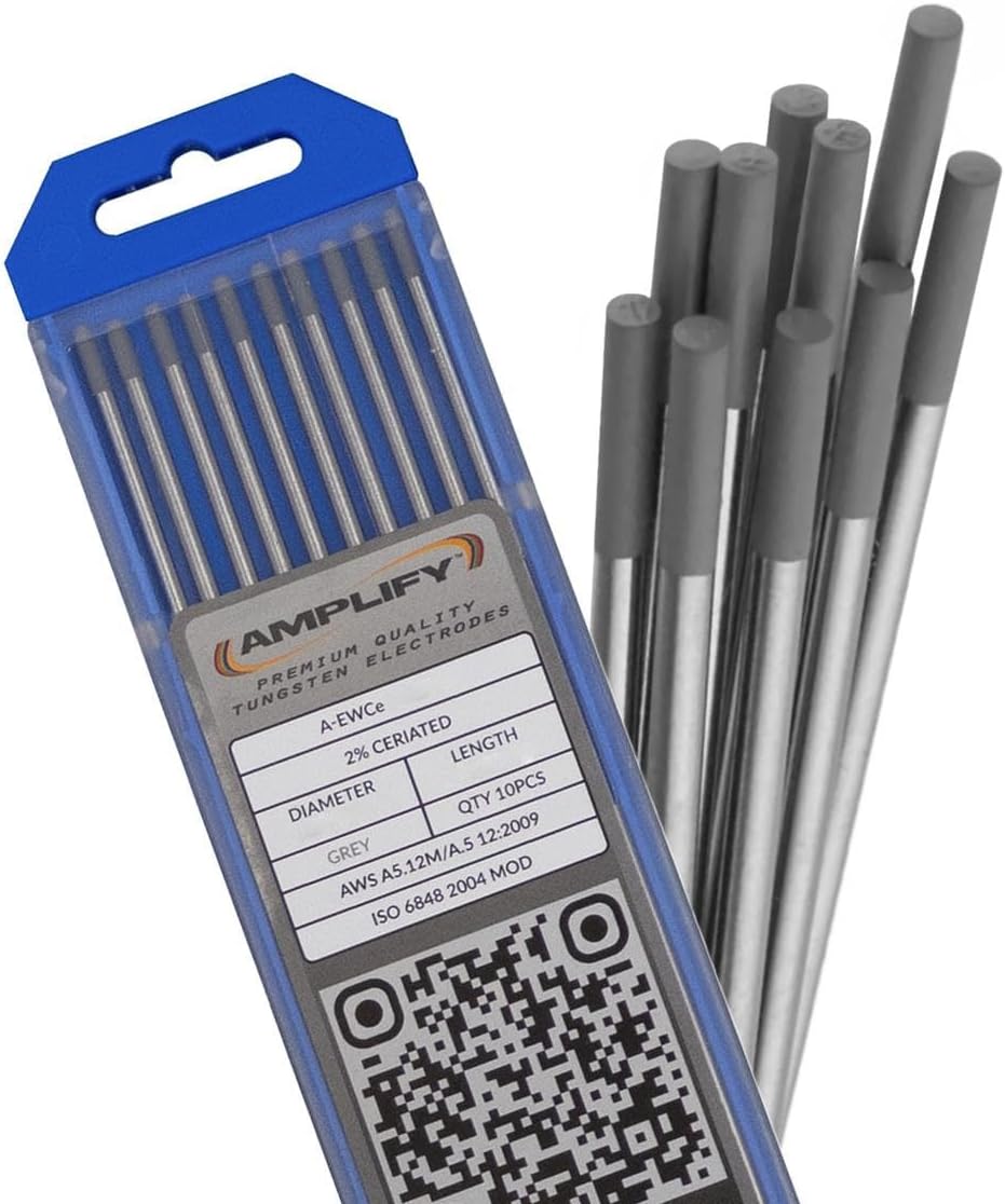 Arc-Zone Amplify Tungsten Electrode for TIG Welding, 2% Ceriated 3/32" x 7" (Grey, EWCe-2) 10 Pack