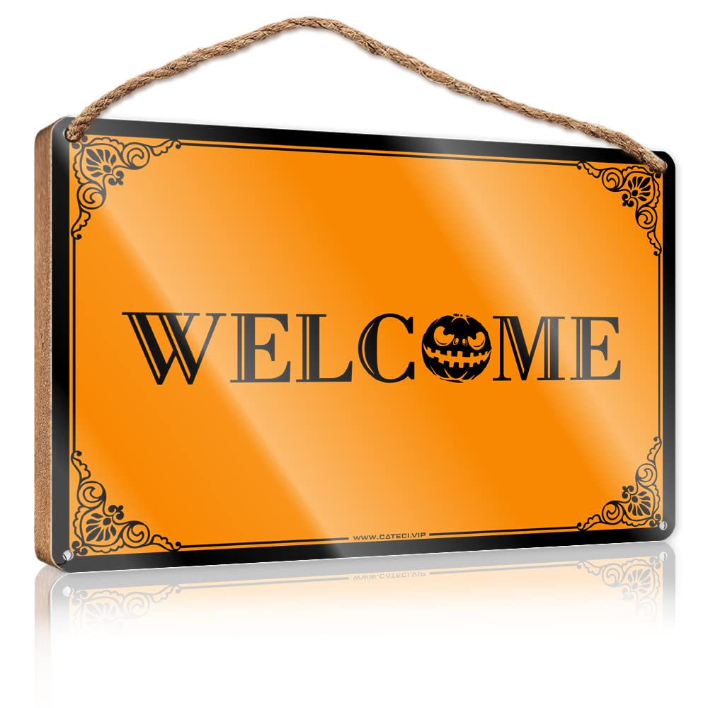 DTHA Front Porch Signs Halloween Welcome Wooden Sign 2 Bathroom Sign Funny Funny Door Signs For Office(15X28CM)