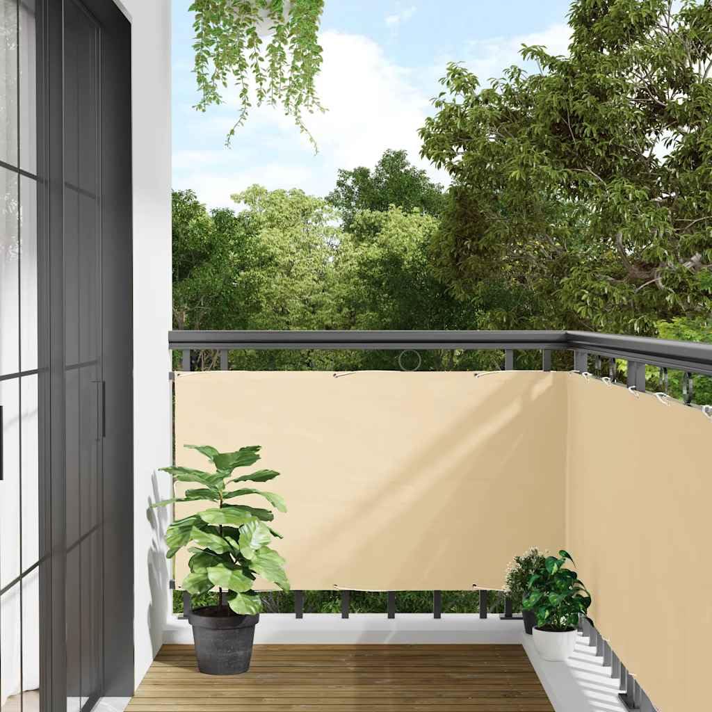 Paravent de Balcon, PVC Résistant aux Intempéries, Brise-Vue Occultant, Idéal pour Terrasse et Jardin, 600 x 90 cm, Crème