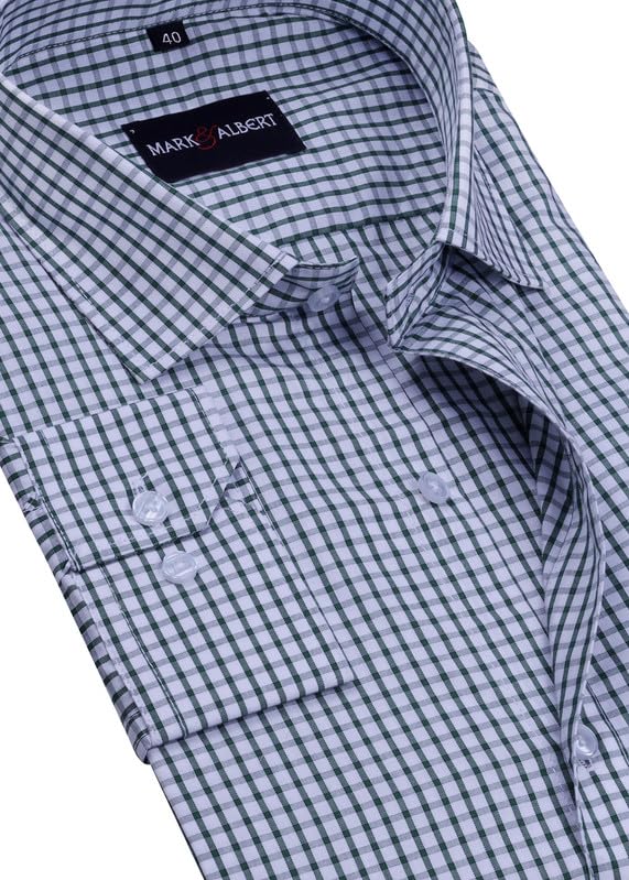Image of MARK & ALBERT 100% Cotton Full Sleeves Regular Fit Formal Shirt for Men Blue
