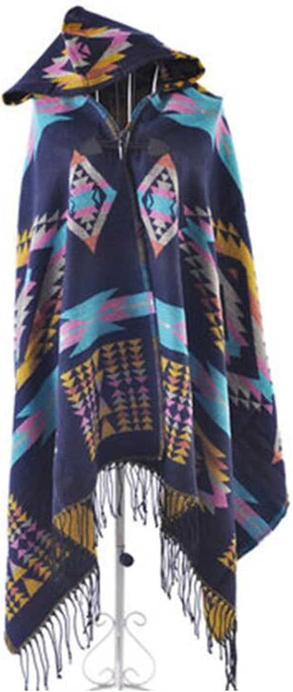 Pucio Warm Scarf Ladies Cape Coat Check Tartan Plaid Fringe Poncho Hoodie Hooded Shawl Tassel Scarf Scarves Warm Wrap