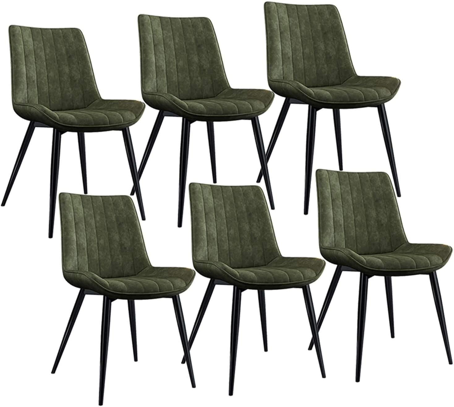 SJIALEN Modern Dining Chairs Set of 6, with Metal Legs PU Leather Seat Backrests Chairs Leisure Living Room Kitchen Counter Chairs Kitchen Chair (Color : Green, Size : 45x43x84cm)